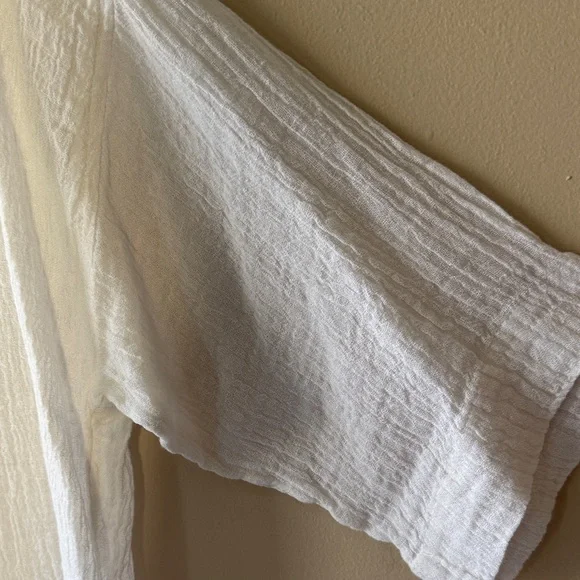 Pure Jill Linen White Lightweight Gauze Button-Front Shirt - Picture 5 of 6